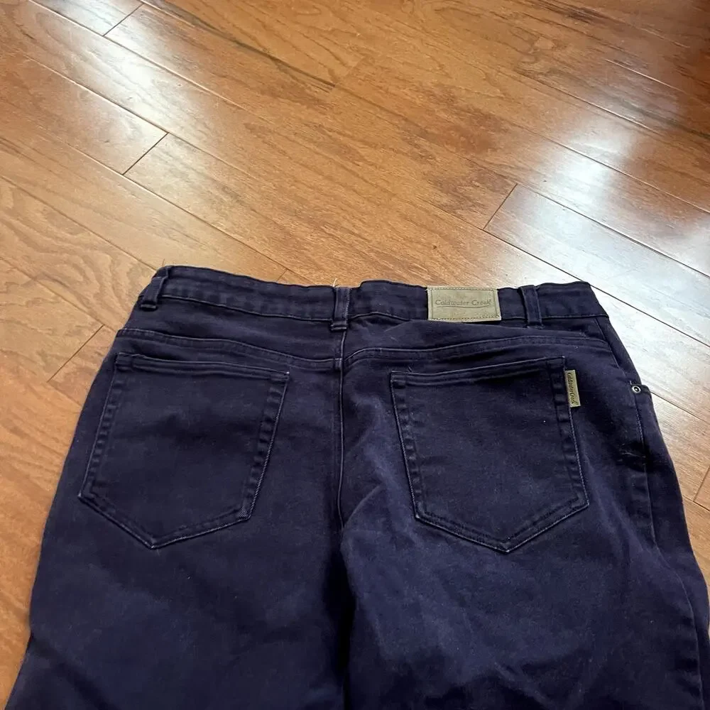 Coldwater Creek Dark Plum Purple Bootleg Denim Pants Size 16 - Picture 4 of 6